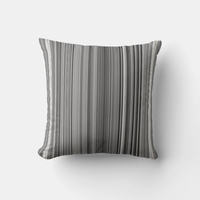Grayscale Grey Stripe Throw Pillow (Front)