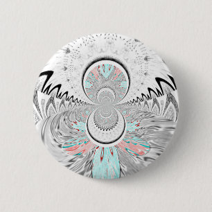 Grayscale Kaleidoscope Art Print 2 Inch Round Button