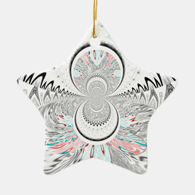 Grayscale Kaleidoscope Art Print Ceramic Ornament (Front)