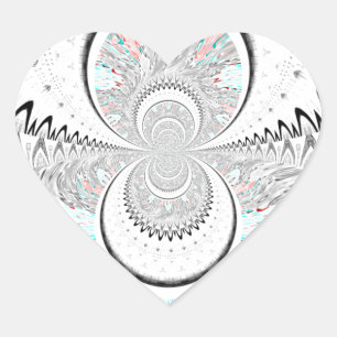 Grayscale Kaleidoscope Art Print Heart Sticker