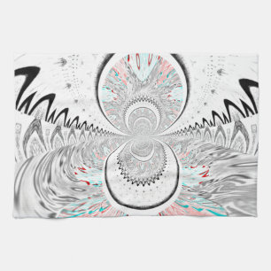 Grayscale Kaleidoscope Art Print Kitchen Towel
