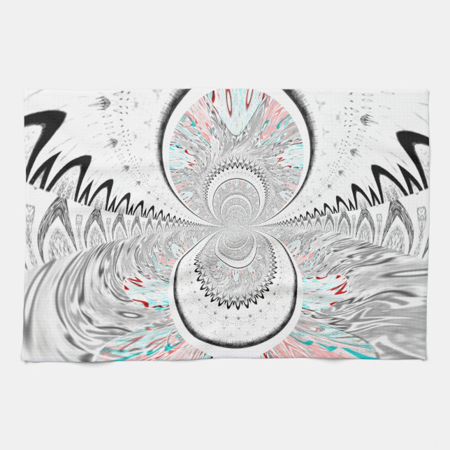 Grayscale Kaleidoscope Art Print Kitchen Towel (Horizontal)