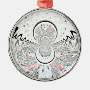 Grayscale Kaleidoscope Art Print Metal Ornament