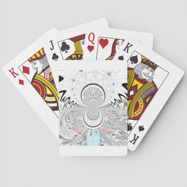 Grayscale Kaleidoscope Art Print Playing Cards (Back)