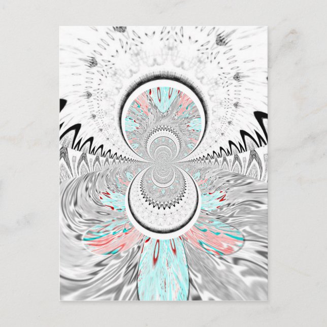 Grayscale Kaleidoscope Art Print Postcard (Front)