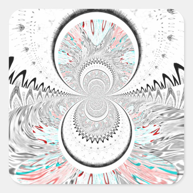 Grayscale Kaleidoscope Art Print Square Sticker (Front)