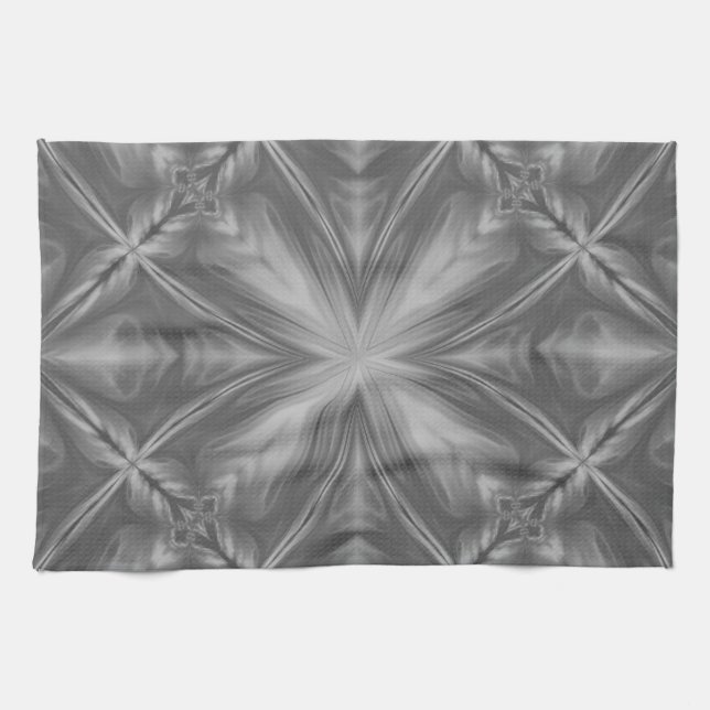 Grayscale Monochrome Cloudy Grey Abstract Pattern Kitchen Towel (Horizontal)
