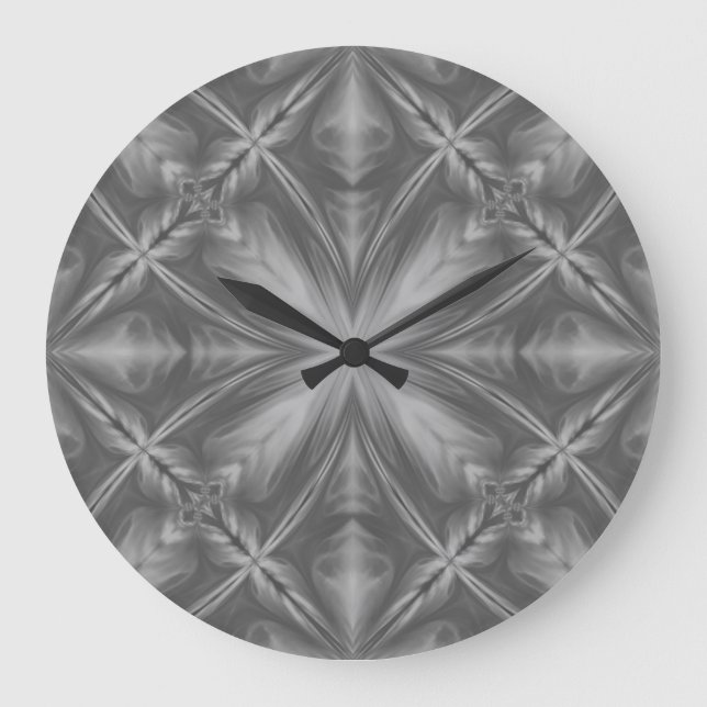 Grayscale Monochrome Cloudy Grey Abstract Pattern Large Clock (Front)