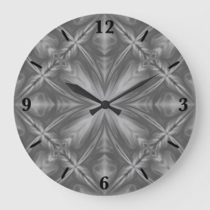 Grayscale Monochrome Cloudy Grey Abstract Pattern Large Clock