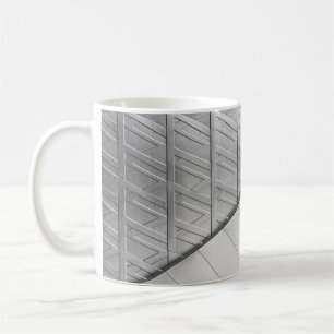 Grayscale photo of flooring coffee mug