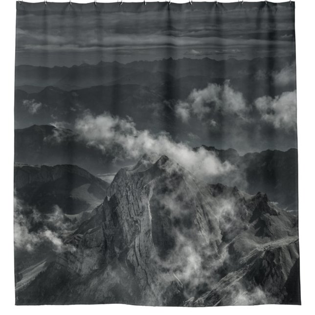 GRAYSCALE PHOTO OF MOUNTAIN RANGE (Front)