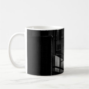 GRAYSCALE PHOTO OF PEARL DINER SIGN IN CITY COFFEE MUG