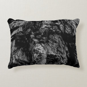Grayscale photo of rock accent pillow
