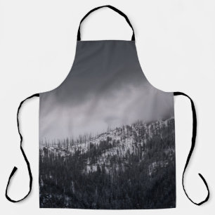 GRAYSCALE PHOTO OF TREE APRON