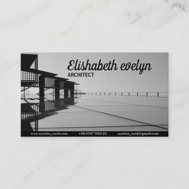 Grayscale Photography of Bridge Business Card (Front)