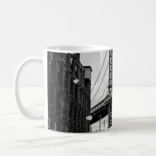 GRAYSCALE PHOTOGRAPHY OF BROOKLYN BRIDGE COFFEE MUG