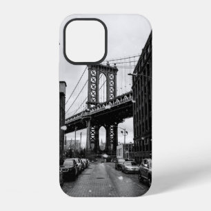 GRAYSCALE PHOTOGRAPHY OF BROOKLYN BRIDGE iPhone 12 CASE