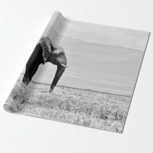 GRAYSCALE PHOTOGRAPHY OF ELEPHANT WRAPPING PAPER