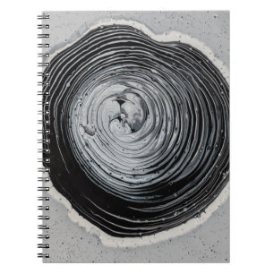 Grayscale photography of mud notebook