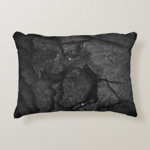 Grayscale photography of rock formation accent pillow