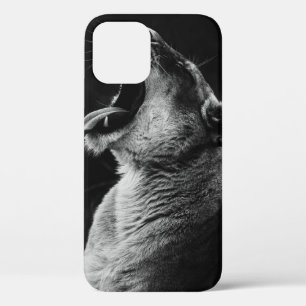 GRAYSCALE PHOTOGRAPHY OF YAWNING LIONESS iPhone 12 CASE
