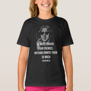 Grayscale portrait with bold white typography feat T-Shirt