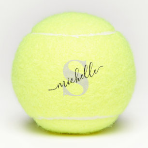 Grayscale Script Modern Monogram Personalized Tennis Balls