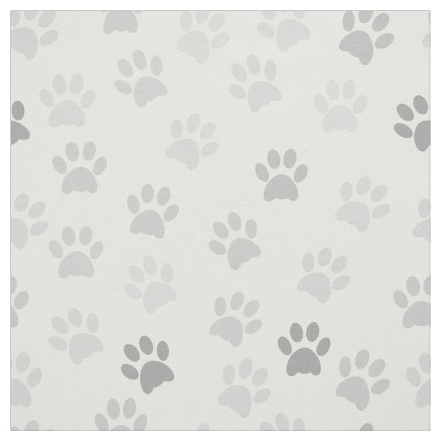 Grayscale Seamless Paw Prints Pattern Fabric (Swatch)