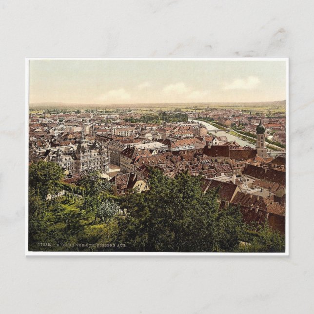 Graz, view from the Schlossberg, Styria, Austro-Hu Postcard (Front)