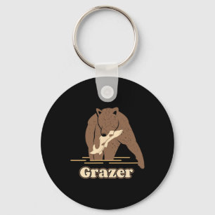Grazer Fishing Bear Fat Brown Grizzly Beartober We Keychain