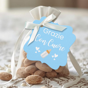 Grazie Con Cuore Italian Thank You Blue Favour Tags
