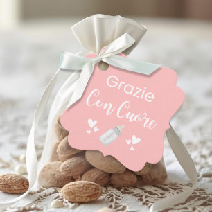 Grazie Con Cuore Italian Thank You Pink Favour Tags
