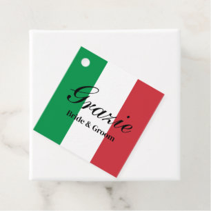 Grazie Italian flag of Italy wedding party Favour Tags