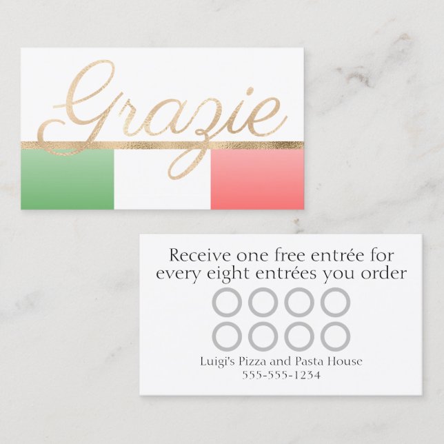Grazie Italian Restaurant Loyalty Card (Front/Back)