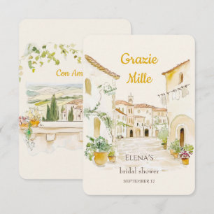 Grazie Mille Italian Village Watercolor Thank You Card