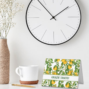 Grazie Tanto Customizable Lemons Pattern Thank You Card