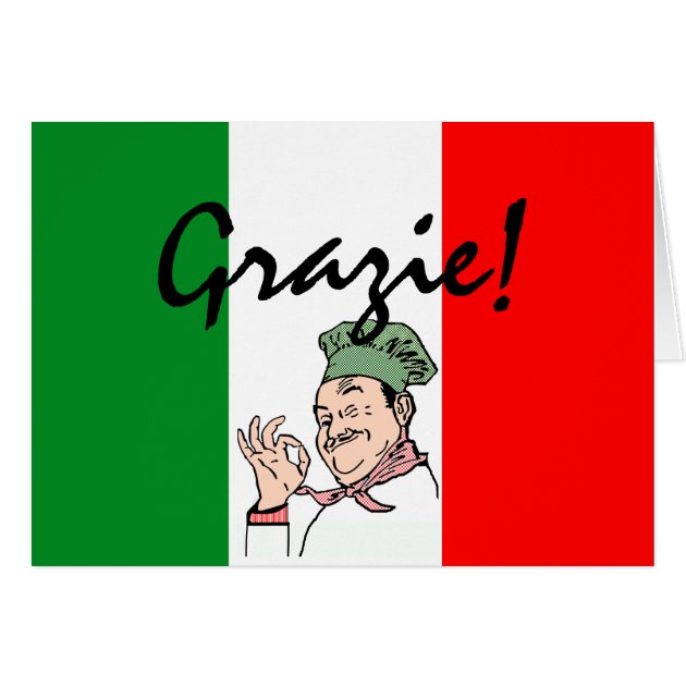 Grazie Thanks Italian Chef On Italy Flag Card Zazzle Ca   Grazie Thanks Italian Chef On Italy Flag Card R12c0332261894e0e80fb5e33b8a2b569 Xvua8 8byvr 630 