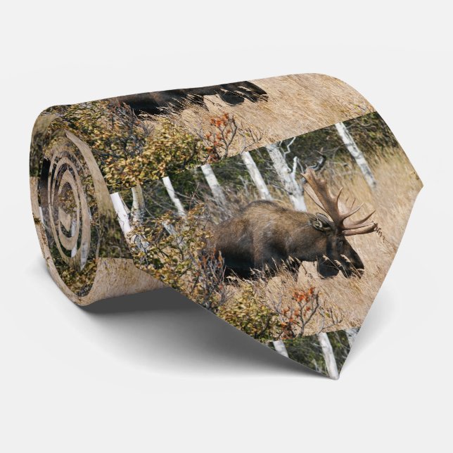Grazing Bull Moose Tie (Rolled)