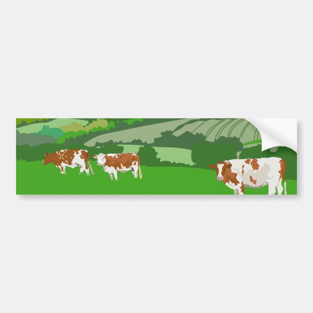 Grazing Cows Bumper Sticker (Front)