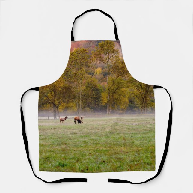 Grazing Elk Couple Apron (Front)