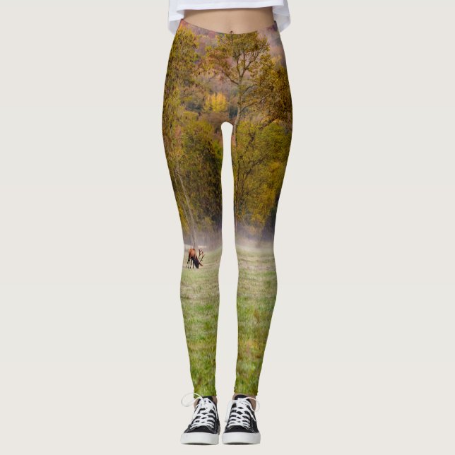 Grazing Elk Couple Leggings (Front)