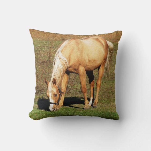 Grazing Horse Throw Pillow (Front)