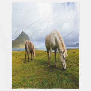 Grazing Horses Fleece Blanket