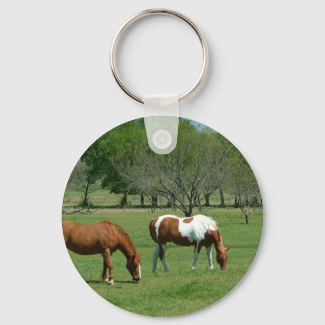 Grazing Horses Scene Keychain (Front)