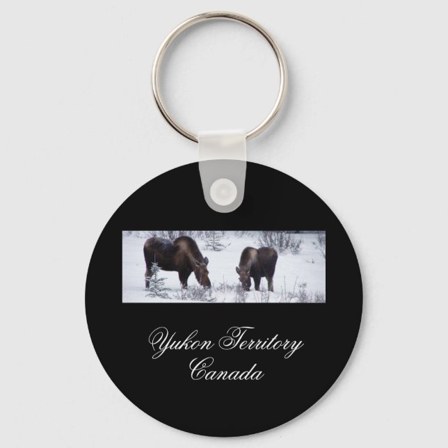 Grazing Moose; Yukon Territory, Canada Keychain (Front)