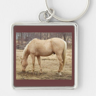 Grazing Palomino Horse Keychain