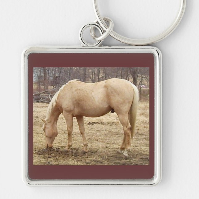 Grazing Palomino Horse Keychain (Front)