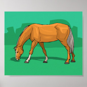 Grazing Palomino Horse Theme Equine Poster