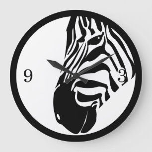 Grazing Zebra Large Clock