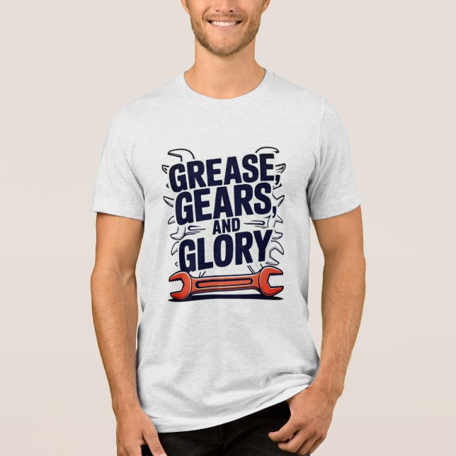 Grease Gears Glory Multi Wrench Mechanic Design  Tri-Blend Shirt (Front)
